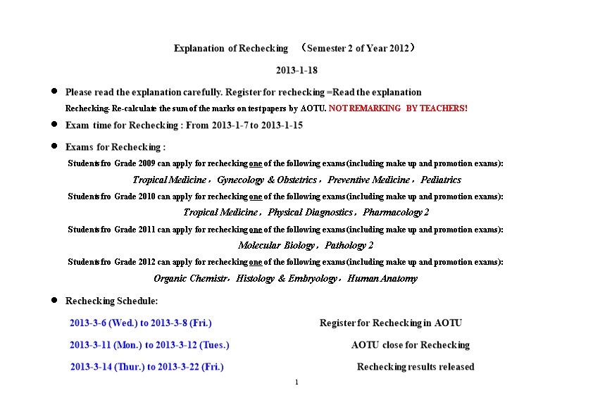 Explanation Ofrechecking Semester 2 of Year 2012