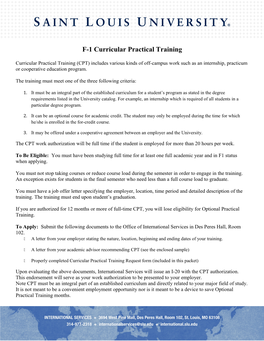 F-1 Curricular Practical Training