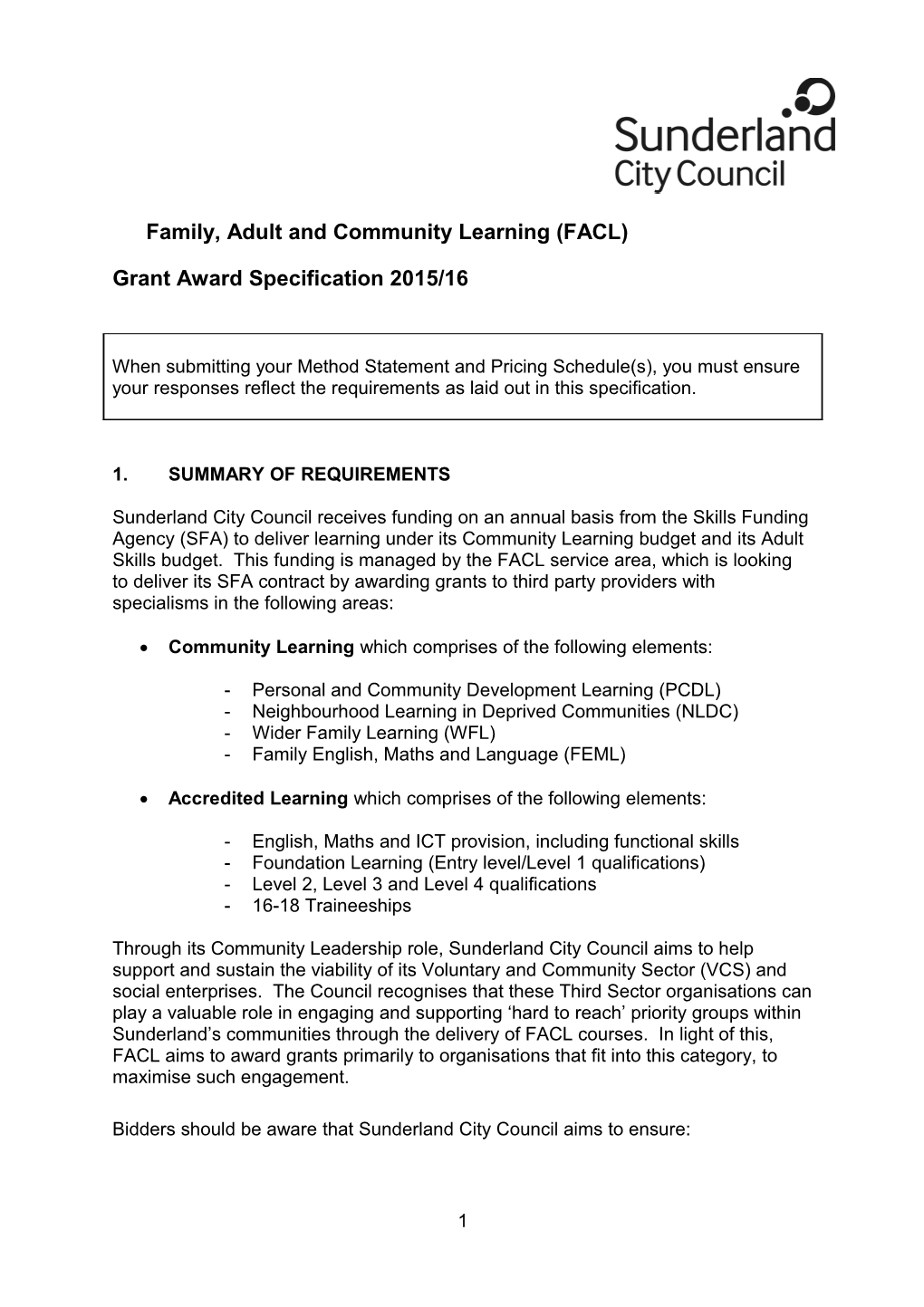 Family, Adult and Community Learning (FACL)