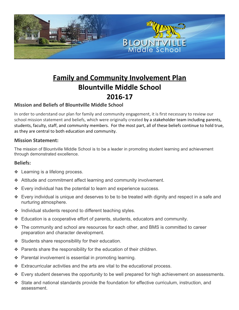 Family and Community Involvement Plan