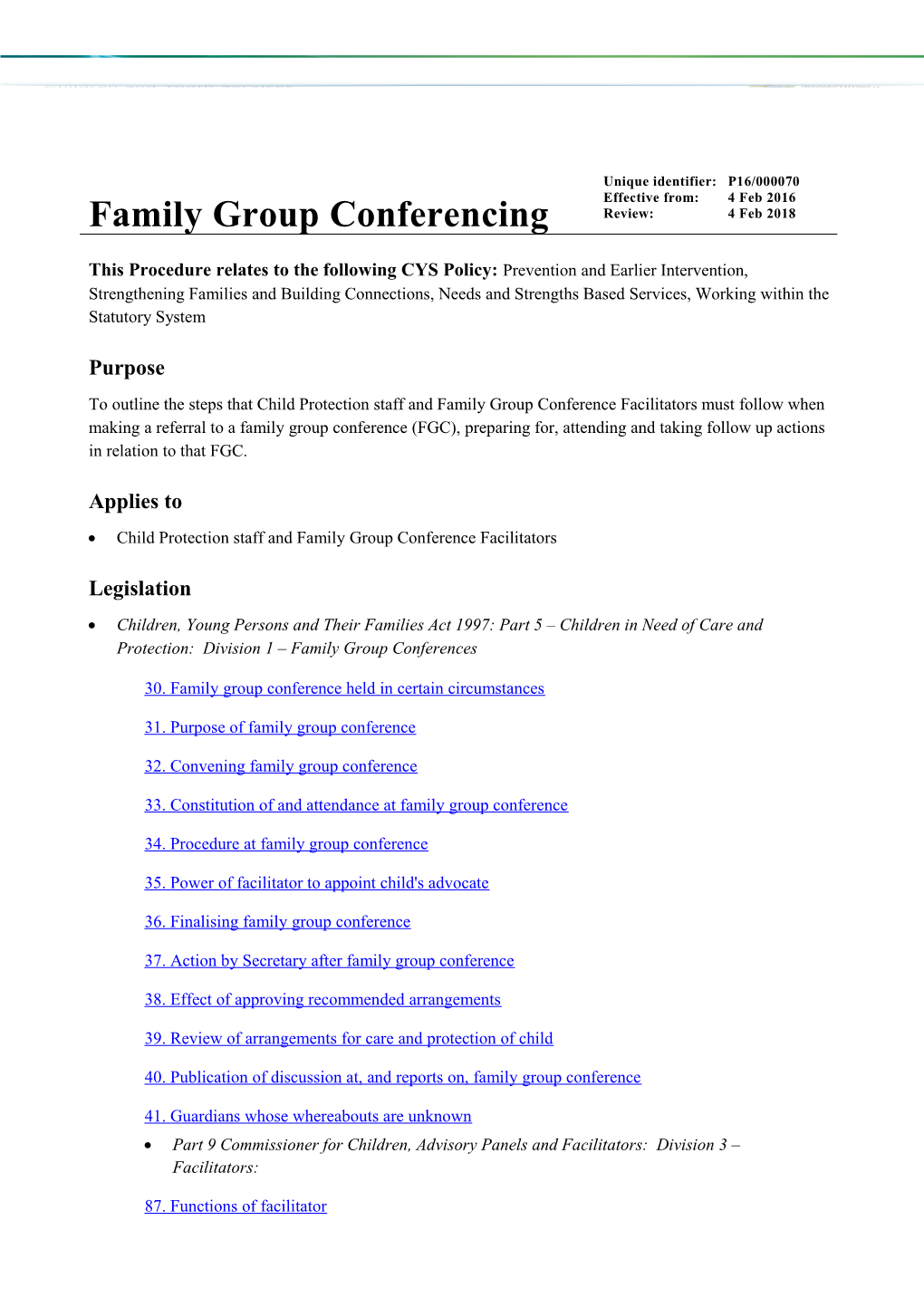 Family Group Conference Procedure