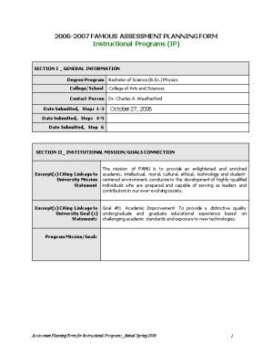 Famu Assessment Planning Form Ip
