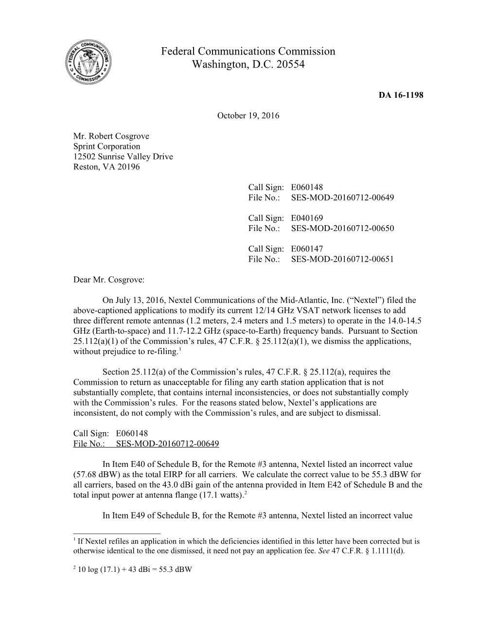 Federal Communications Commission DA 16-1198