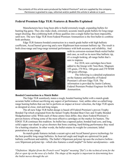 Federal Premium Edge TLR: Features & Benefits Explained