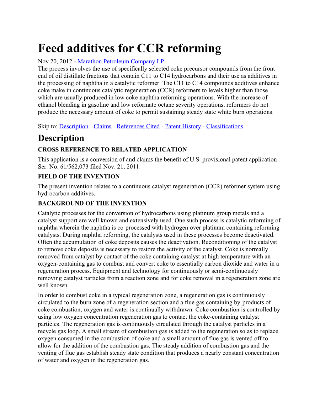 Feed Additives for CCR Reforming