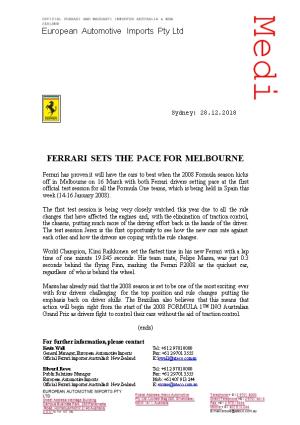 Ferrari Sets the Pace for Melbourne