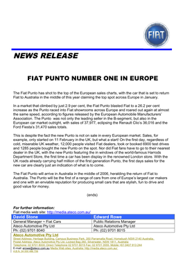 Fiat Puntonumber One in Europe