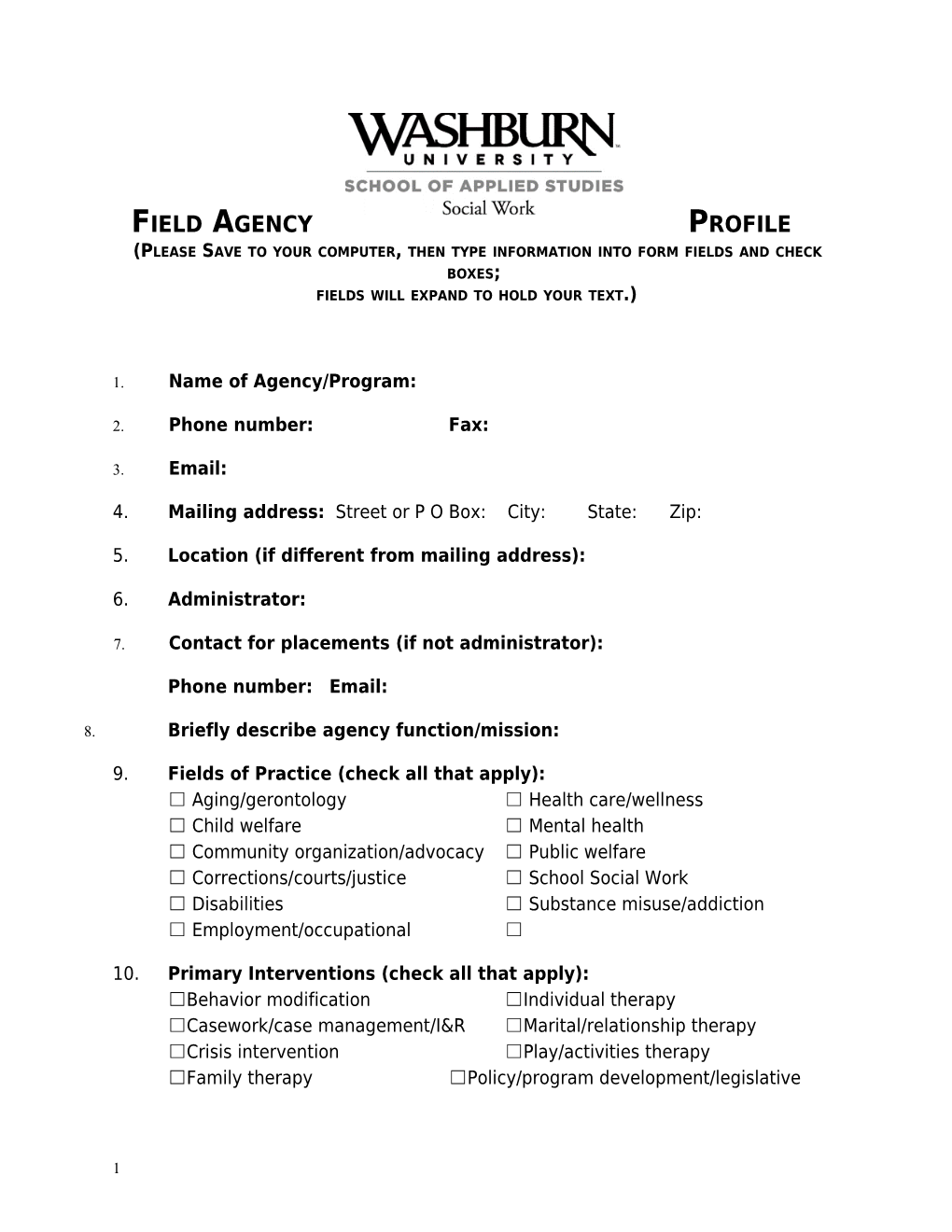 Field Agency Profile