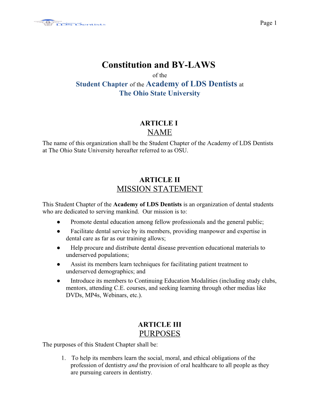 FINAL Bylaws for Student Chapters 01-15-2014 (1)