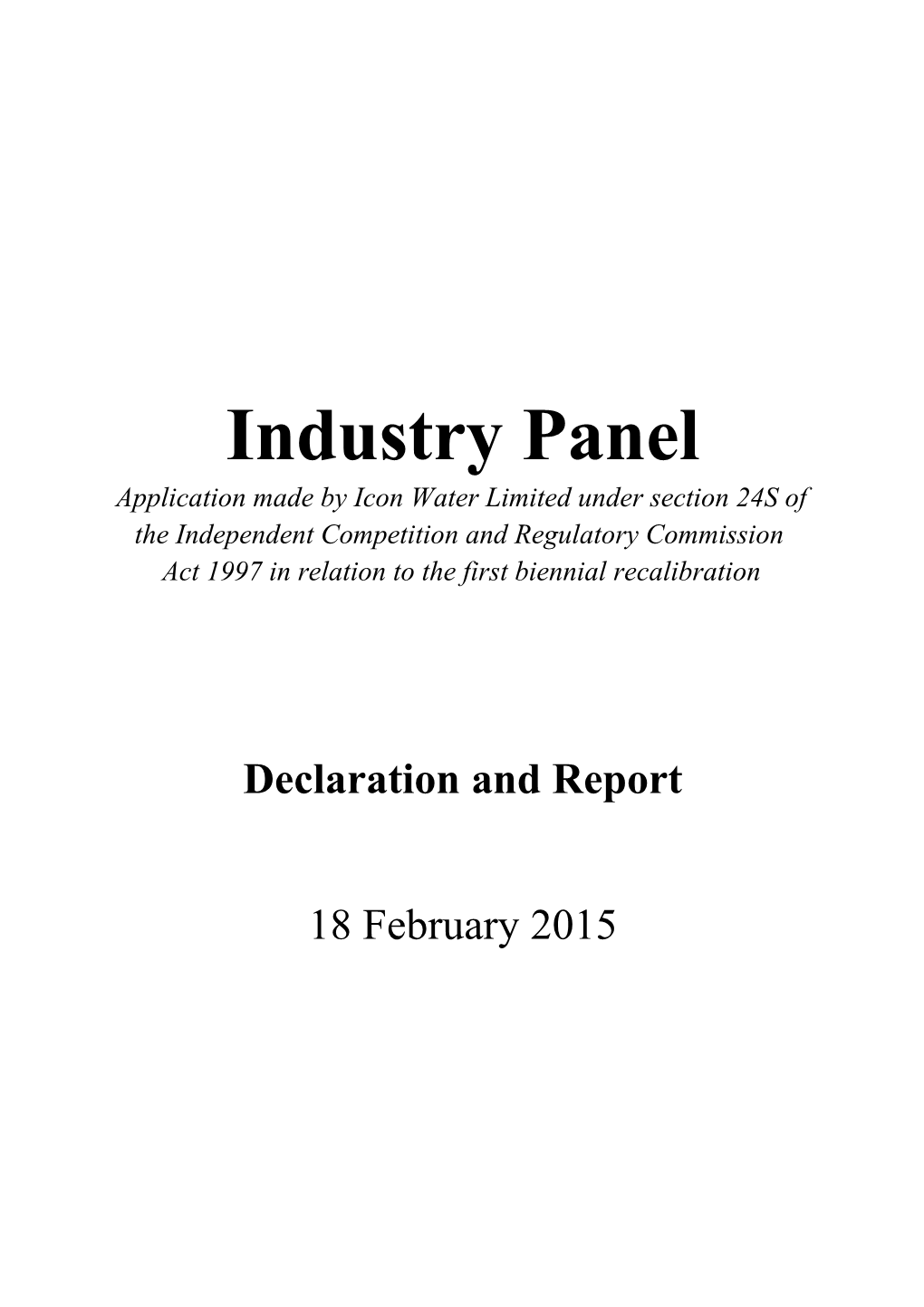 Final Report - S24S Application by Icon Water