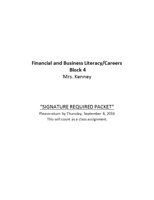 Financial and Business Literacy/Careers