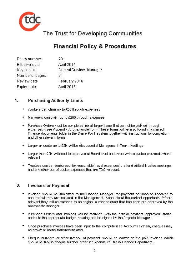 Financial Policy & Procedures