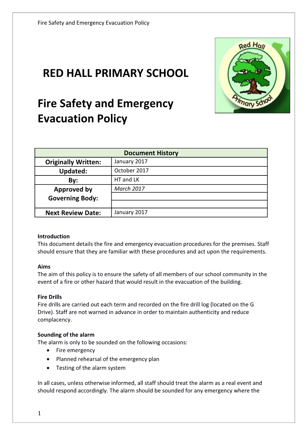 Fire Safety and Emergency Evacuation Policy