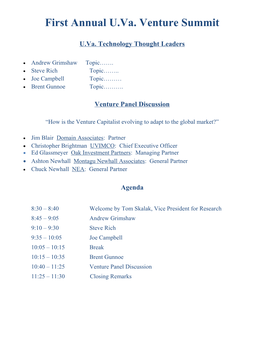 First Annual U.Va. Venture Summit