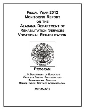 Fiscal Year 2012 Monitoring Report on the Alabama Department of Rehabilitation Services