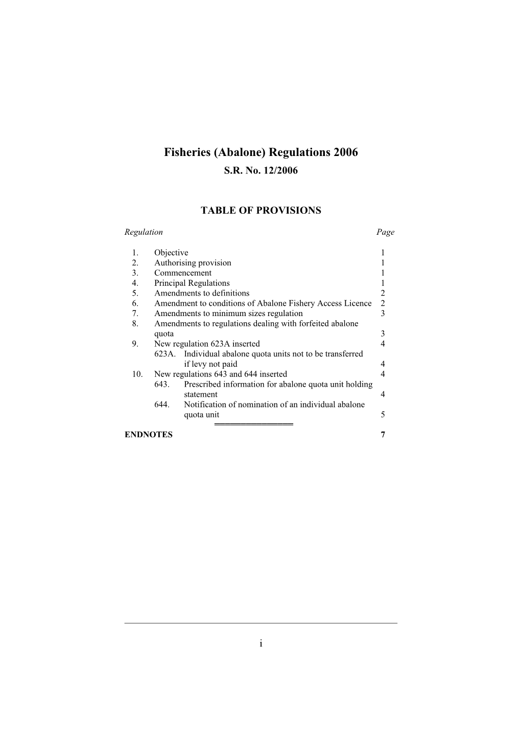 Fisheries (Abalone) Regulations 2006