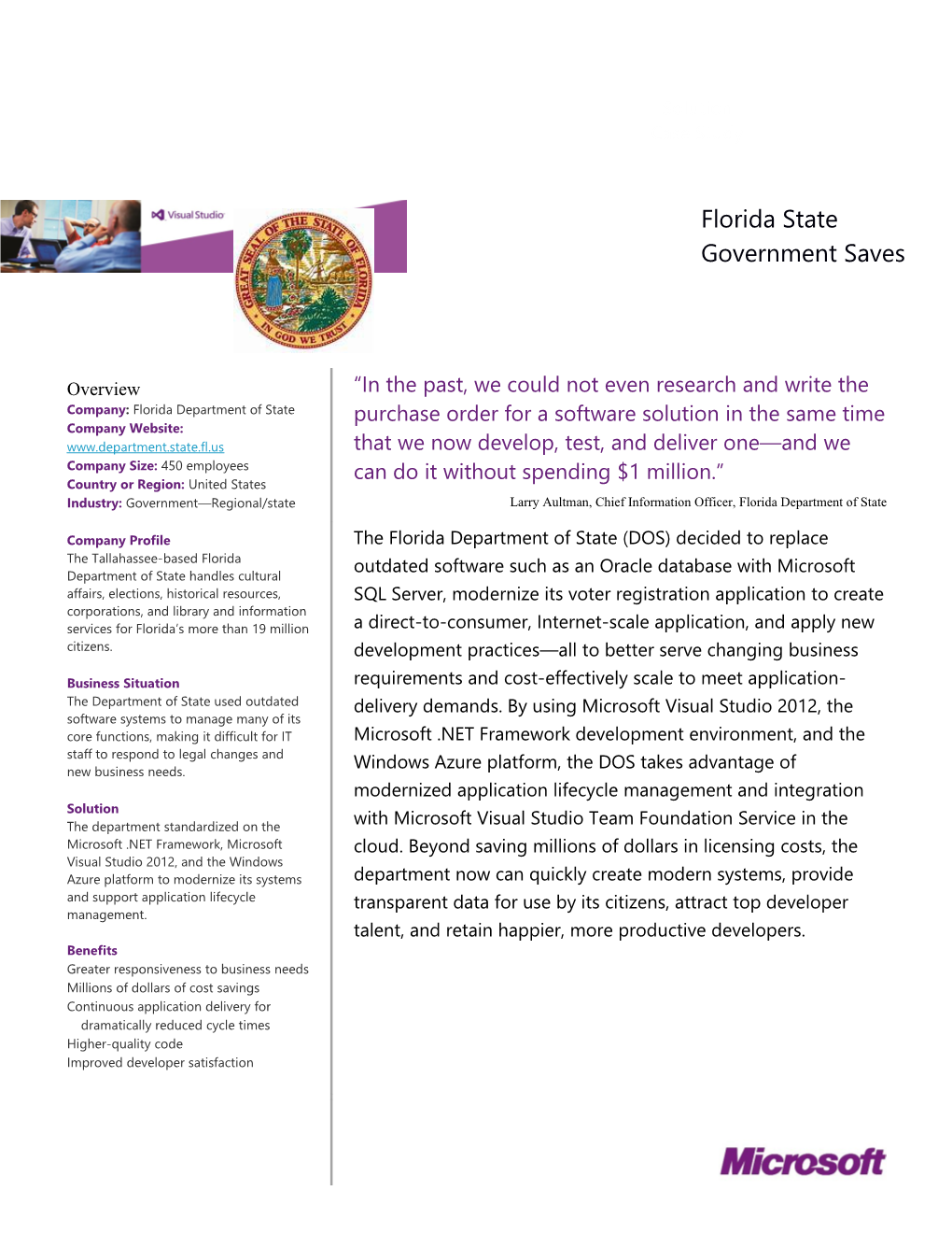 Florida State Government Saves Millions Through Software Development Overhaul
