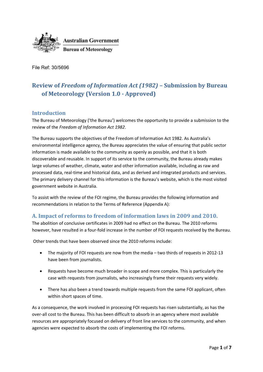 FOI Review Submission - Bureau of Meteorology