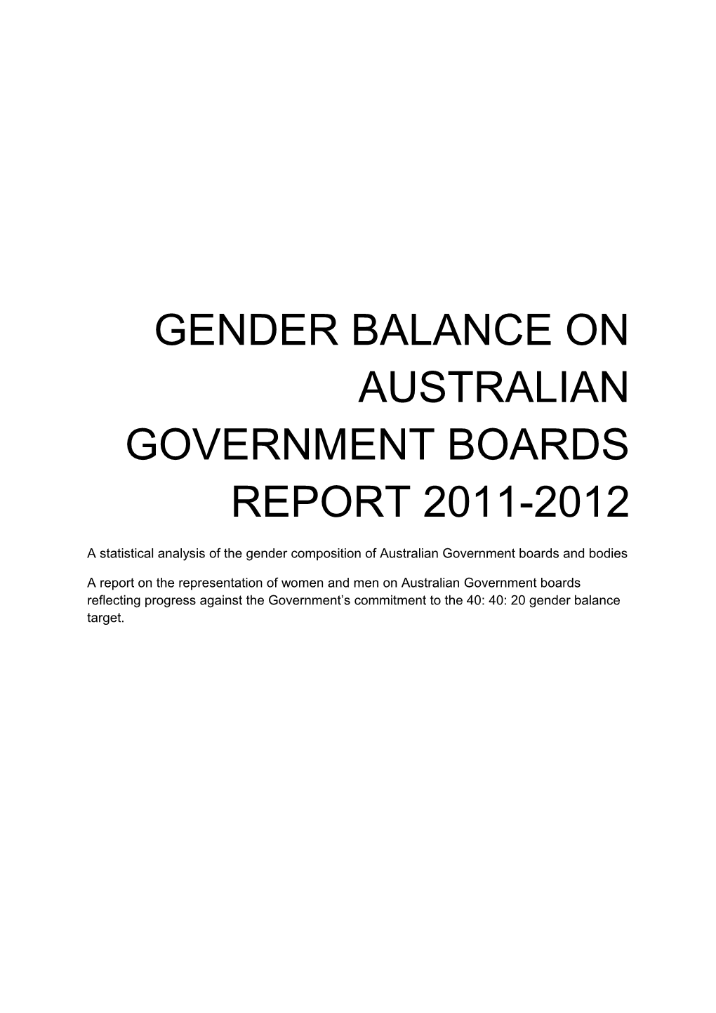 FOREWORD by the Minister for the Status of Women