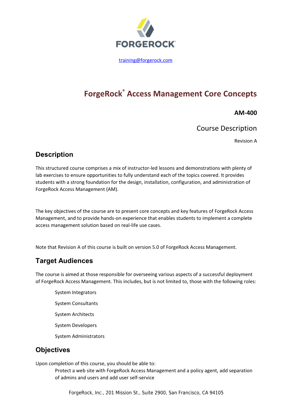 Forgerock Access Management Core Concepts