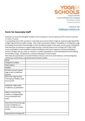 Form for Associate Staff