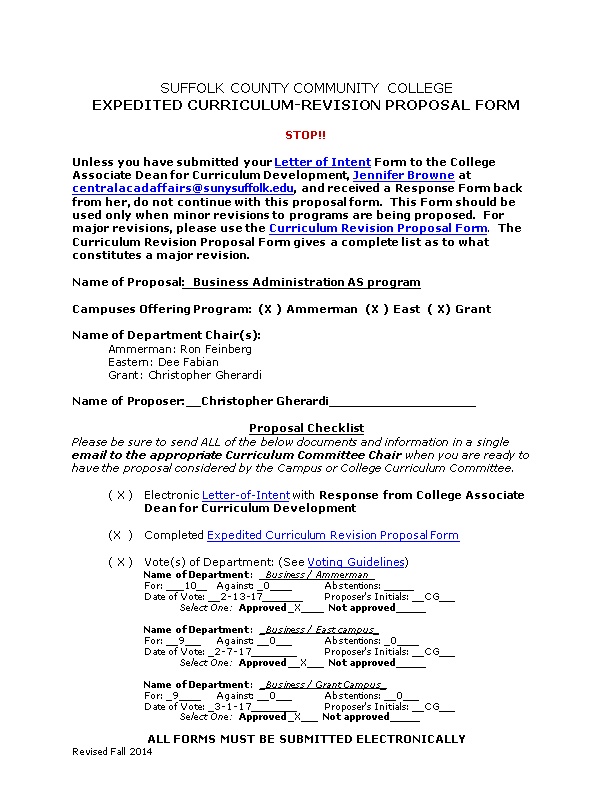 Format for New Course/Curriculum Proposals