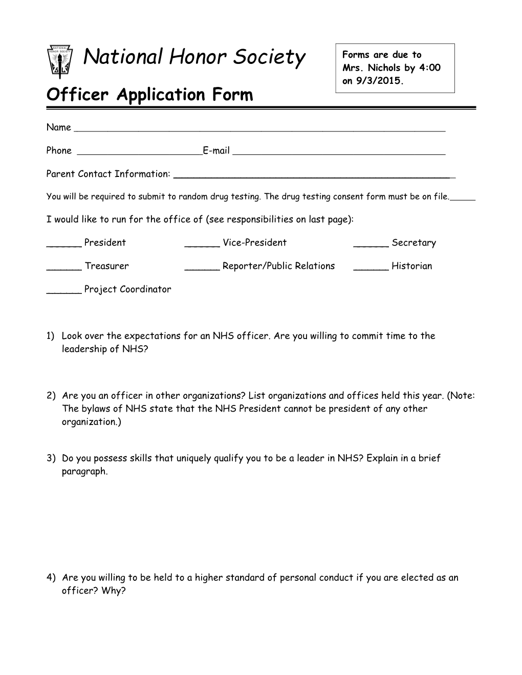 Forms Due to Mrs