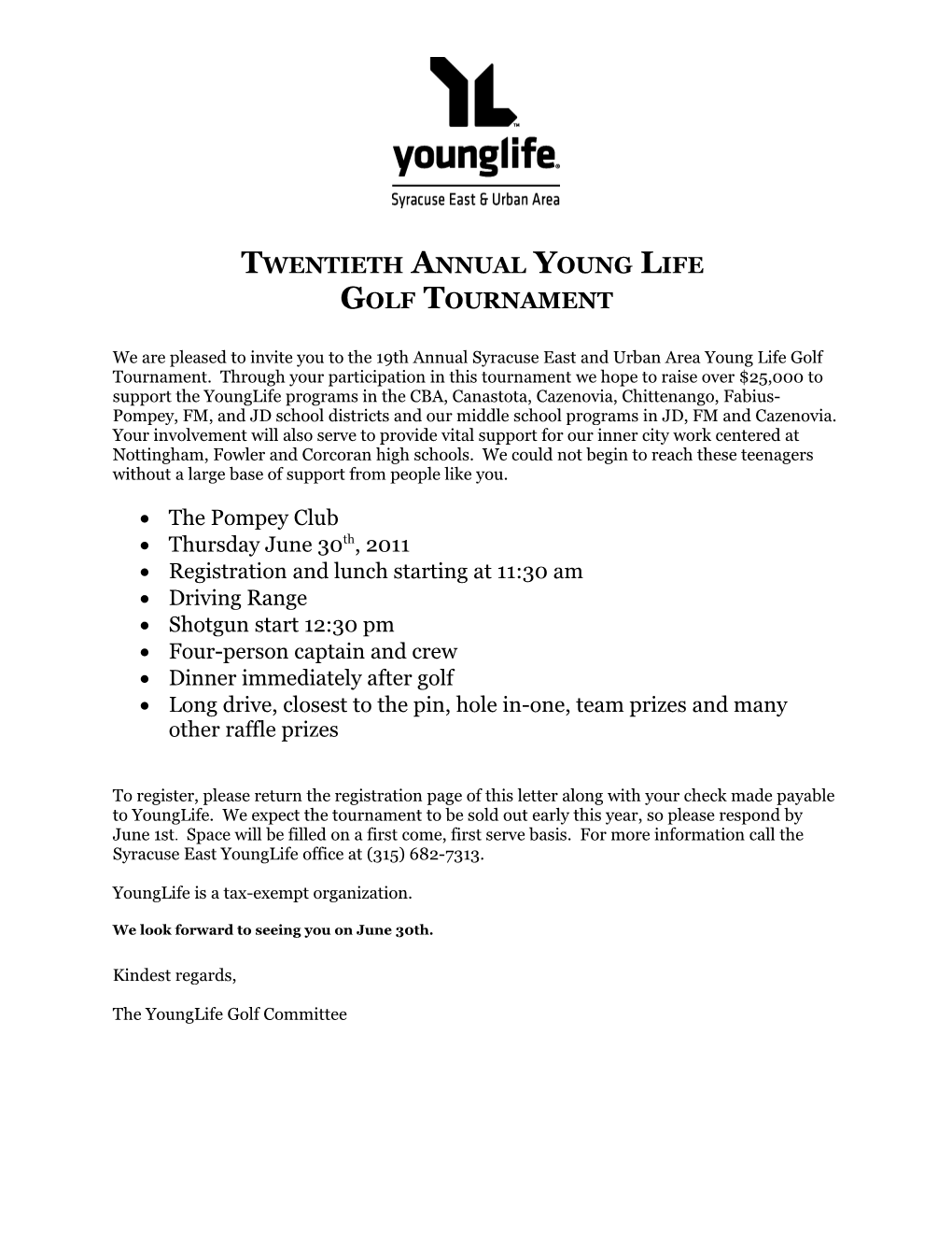 Forth Annual Golf Tournament