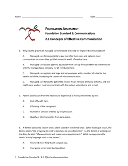 Foundation Standard 2: Communications