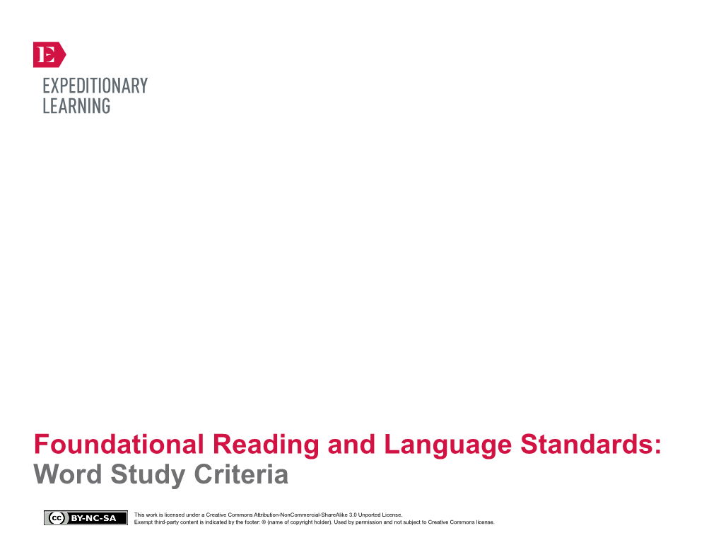 Foundational Reading and Language Standards