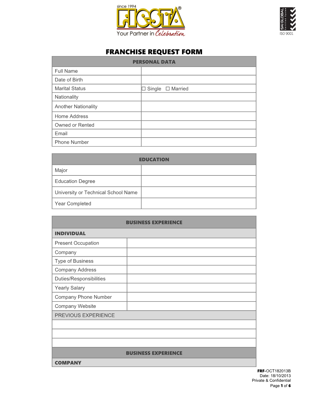 Franchise Request Form