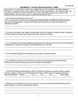 Fraternity Council Self-Evaluation Form