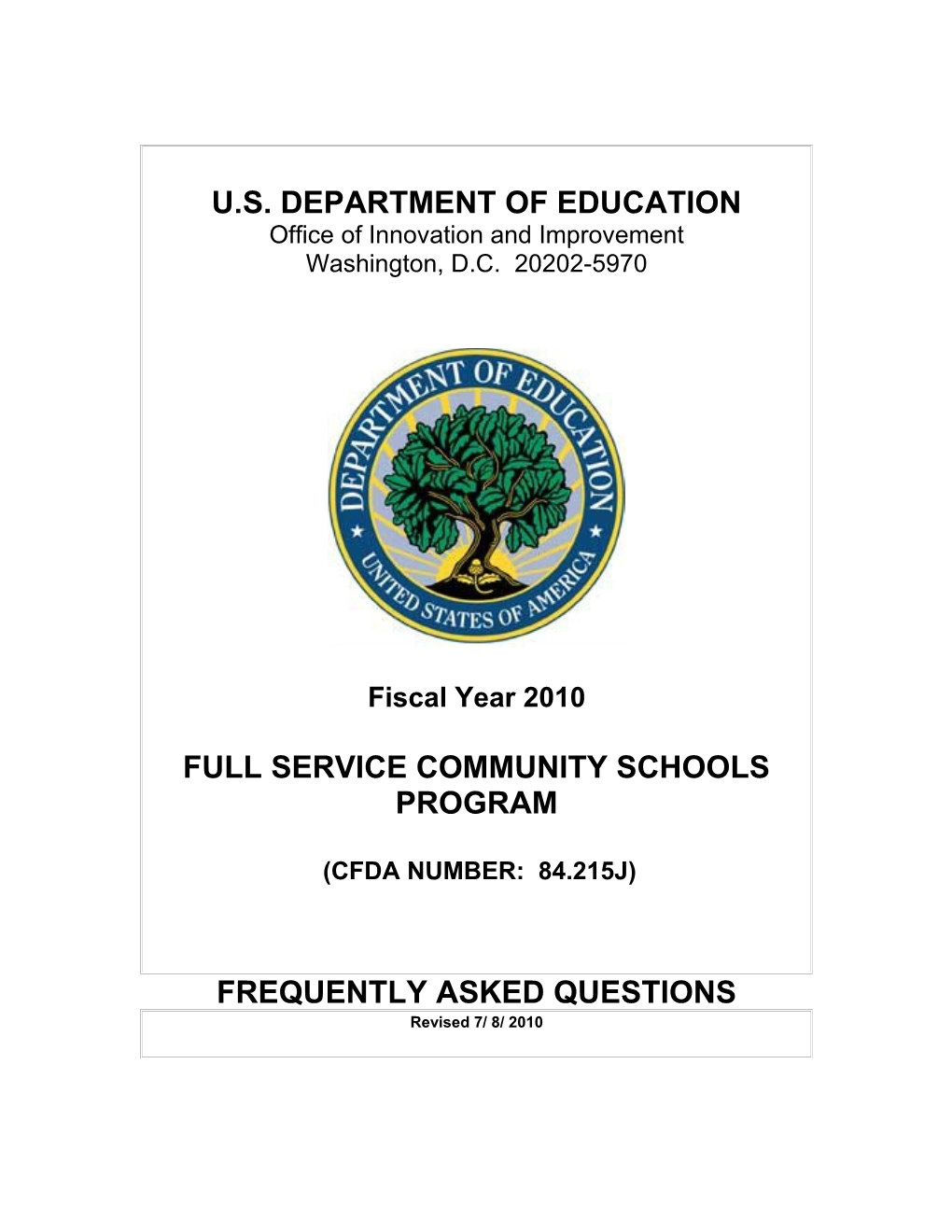 Full-Service Community Schools Program FY2010 Frequently Asked Questions (MS Word)