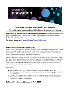 Fulltime and Internship Opportunities with Microsoft!