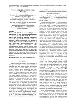 Fulvic Acid Induced H2O2 Production in Cartilage Cells (Ioannidis Et Al