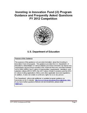 FY 2011 Investing in Innovation Fund (I3) Program Guidance and Frequently Asked Questions