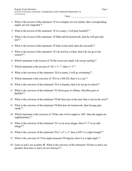 G.CO.C.9: Inverse, Converse, Contrapositive and Conditional Statements 1B
