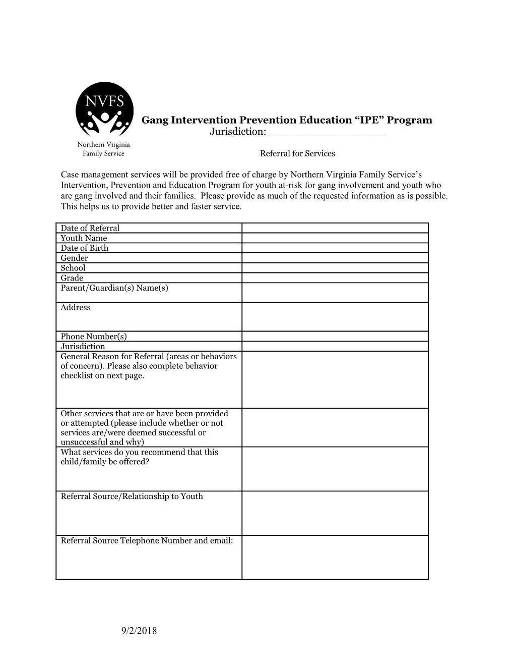 Gang Intervention Prevention Education IPE Program