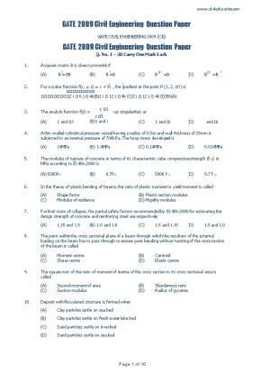 GATE 2009 Civil Engineering Question Paper
