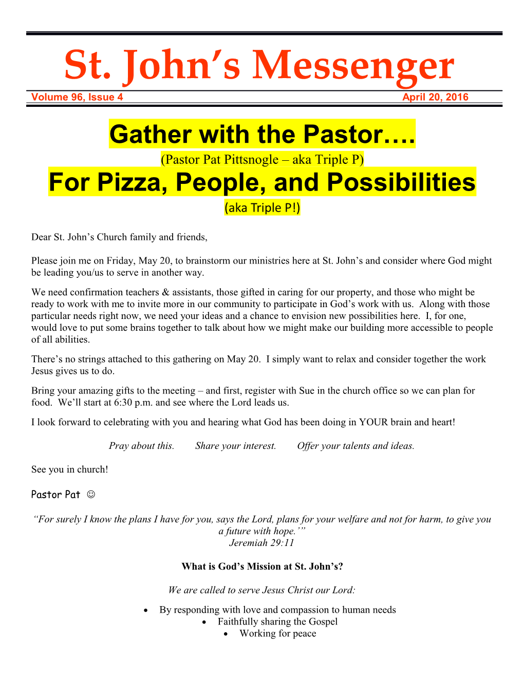 Gather with the Pastor