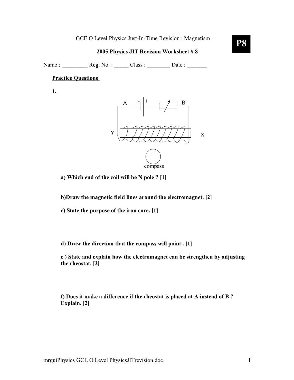 GCE O Level Physics Just-In-Time Revision : Electricity II
