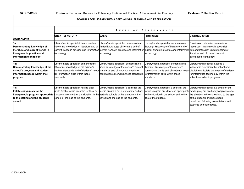 GCNC-R9-B Electronic Forms and Rubrics for Enhancing Professional Practice: a Framework