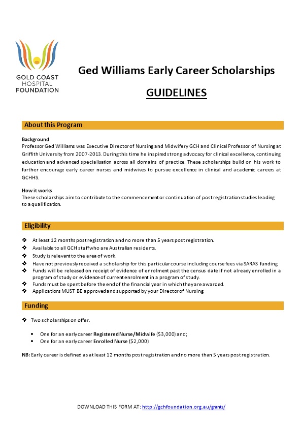 Ged Williams Early Career Scholarships