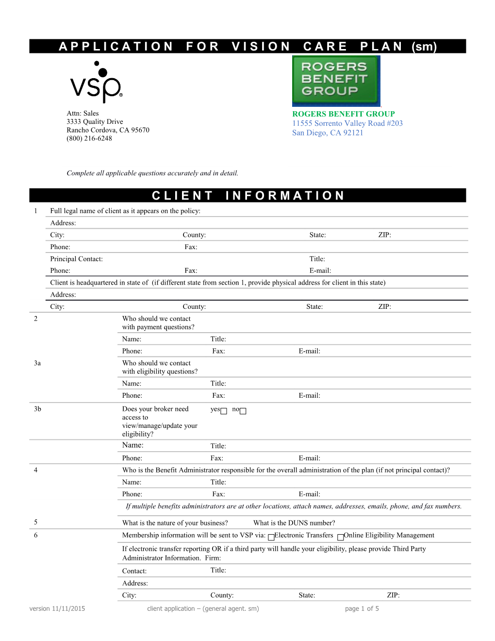 General Agent Application for Vision Care