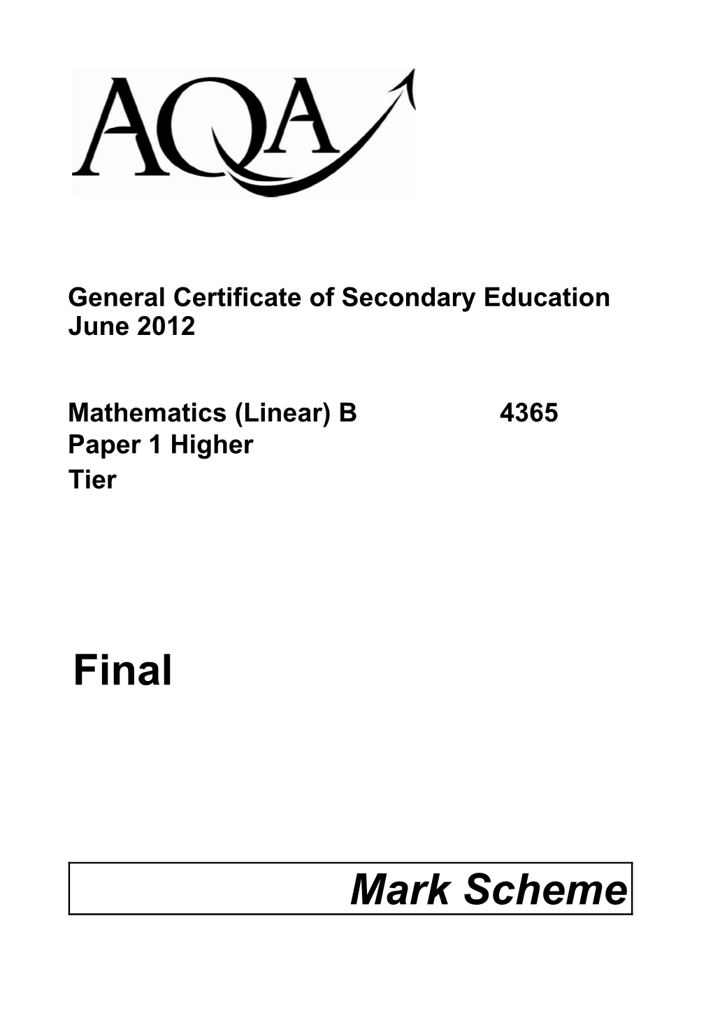 General Certificate of Secondary Education June 2012