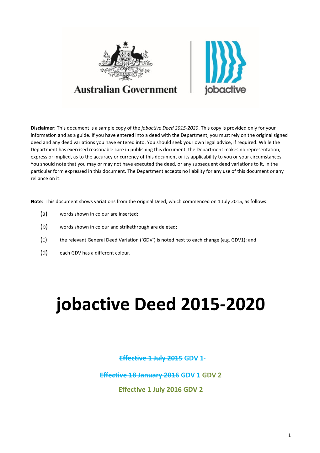 General Deed Variation No. 2 Jobactive Deed 2015-2020