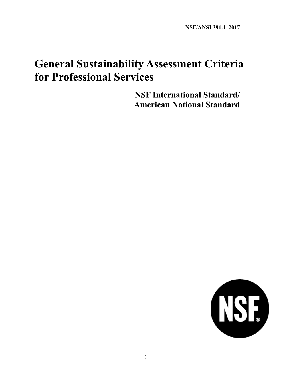 General Sustainability Assessment Criteria for Professional Services
