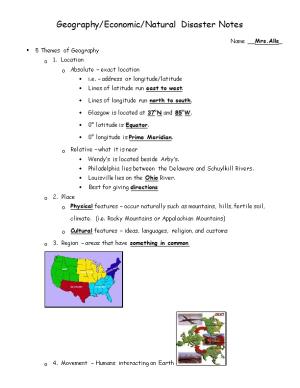 Geography/Economic/Natural Disaster Notes