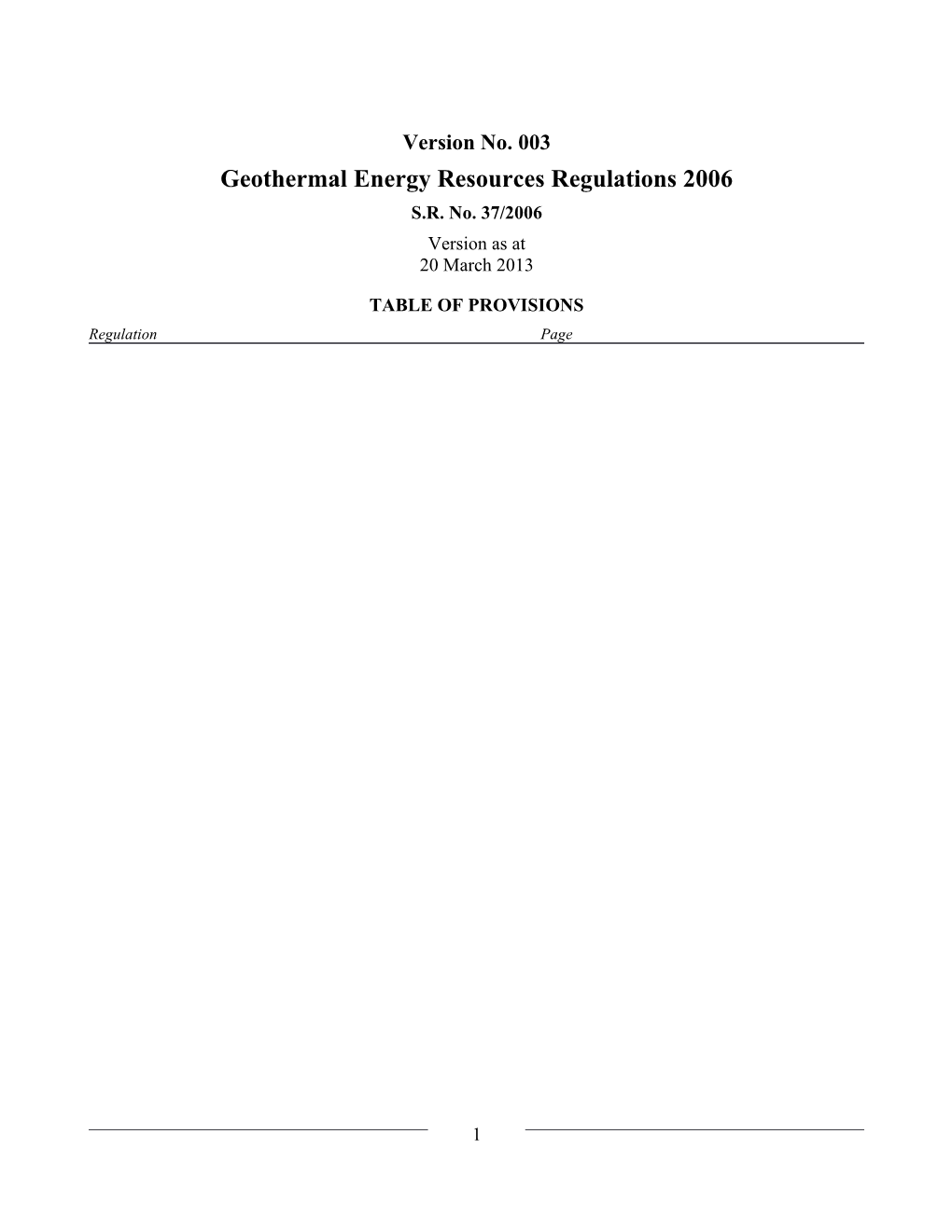 Geothermal Energy Resources Regulations 2006