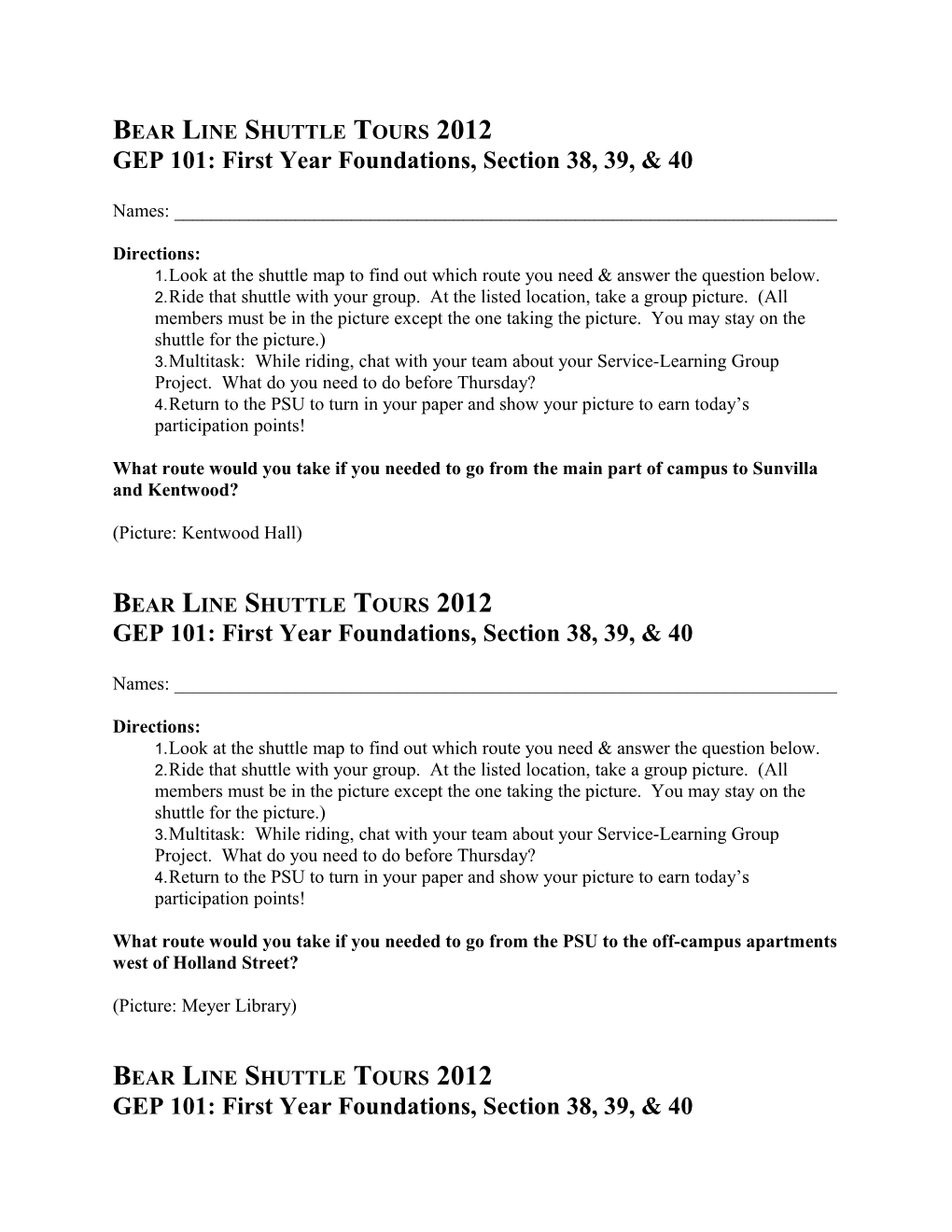 GEP 101: First Year Foundations, Section 38, 39, & 40
